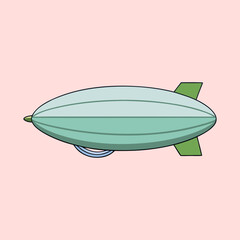 Vintage dirigible floating gently on a pale pink background, a simple illustration