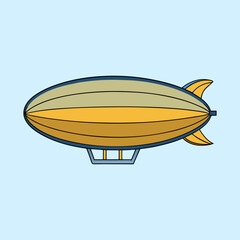 Fototapeta premium Illustration of a vintage airship flying in a clear sky background