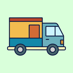 Fototapeta premium Colorful and Simplistic Cartoon Truck on a Light Green Background Design