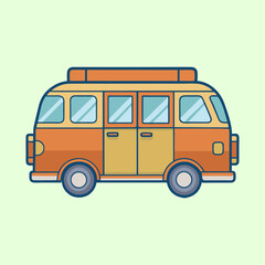 Retro orange and yellow campervan, perfect for a summer road trip