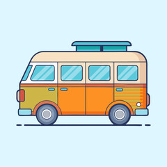 Illustration of a retro camper van ready for an adventurous road trip