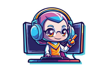 Cute Pixel Character Esports Mascot Logo for T-shirt Design - Gamer Avatar