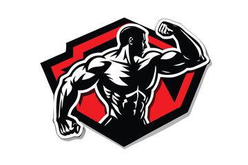 Fitness Silhouette Esports Logo Style for T-shirt Design - Athletic Vector Emblem