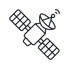 satellite line icon with white background vector stock illustration