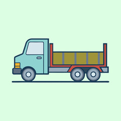 Stylized Cartoon Dump Truck with a Light Green Background Illustration