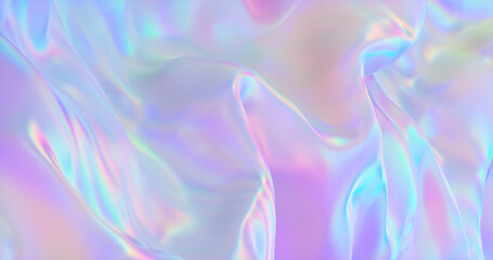 Abstract Background with Holographic Iridescent Satin Fabric in Pastel color – 3d rendering