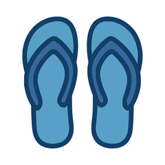 Pair of Blue Flip-Flop Sandals Icon Isolated