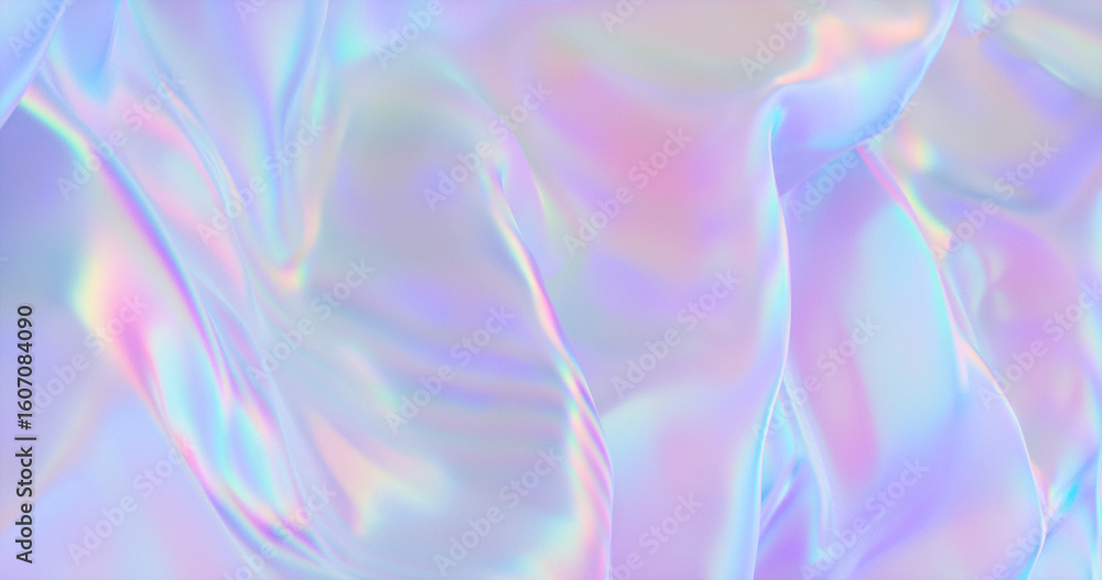 Aufkleber abstract background with holographic iridescent satin fabric in pastel color – 3d rendering
