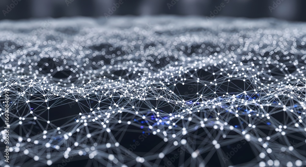 Poster abstract digital background of points and lines. glowing grey plexus. big data. network or connectio