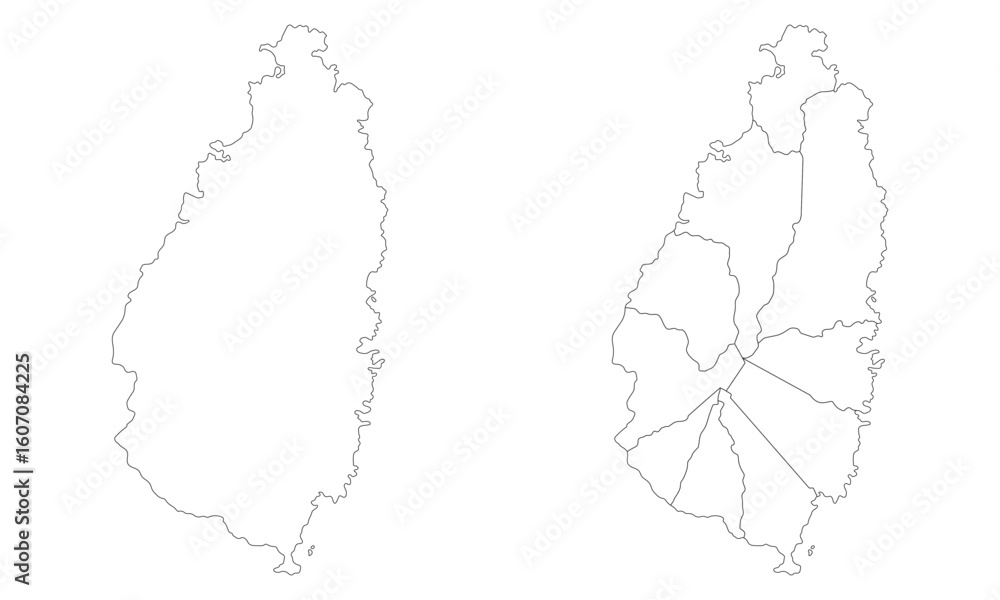 Fototapete saint lucia map set. map of saint lucia in set with white color