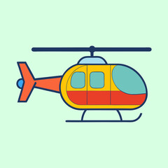 Simple Cartoon Helicopter Illustration with Light Green Background for Children
