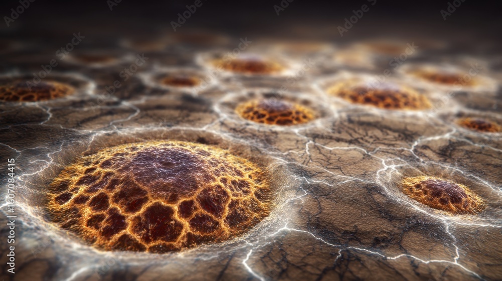 Poster 3d rendering showing intracellular fluid depletion cell shrinkage and dehydrated body appearance fea