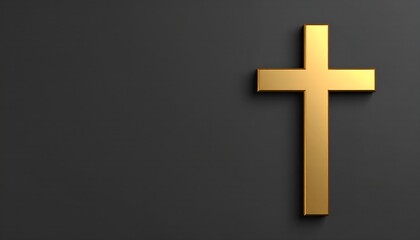 Naklejka premium Gold Cross Religion Black Background.