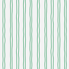 Abstract seamless pattern of thin paired green wavy curved vertical stripes on light background; simple hand drawn vector illustration, drawing, flat style