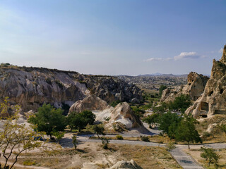 Panoramic View of Cappadocia Rock Formations and Ancient Cave Dwellings