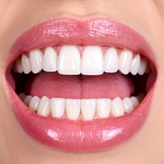 Perfect Teeth with Healthy Smile, Dental Care, and Open Mouth.
