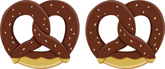 Crispy Chocolate Dipped Pretzels Illustration Vector