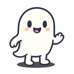 A cute, kawaii-style four-leaf clover character with a cheerful, smiling face, isolated on a white background