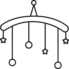 baby mobile icon line art vector illustration on transparent background