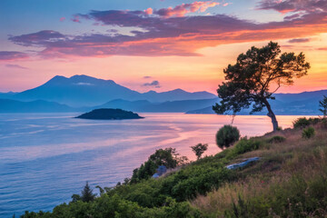 crisp aerial perspective of deep water currents reflecting the fading light, a bird gliding parallel to the sunlit wave line