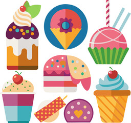  Sweet treat icons with frosting or glaze.