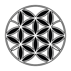 Geometric flower pattern black white vector