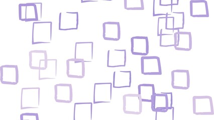 Abstract pattern of hand-drawn purple squares on a white background.