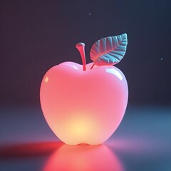 Obraz premium Red apples in the night sky and a fresh apple with a heart, a natural illustration of healthy and delicious fruit