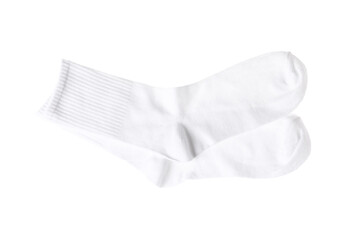 Pair of comfortable socks isolated on white, top view