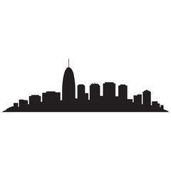 Obraz premium Rio de Janeiro City urban skyline. Modern minimalist cityscape graphic, perfect for travel, banners or backgrounds. Vector black silhouette. with white background