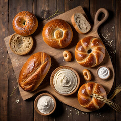 assortment of baked bread, Ai generative 