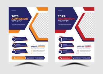 “Educational Admission Flyer Layout Featuring Development, Creativity, and Management Course Highlights”