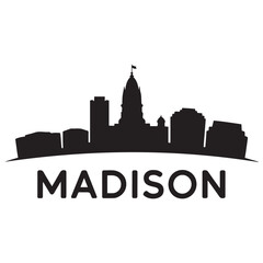 Fototapeta premium Vector Madison skyline. Travel Madison famous landmarks. Business and tourism concept for presentation, banner, web site. Vector black silhouette. with white background