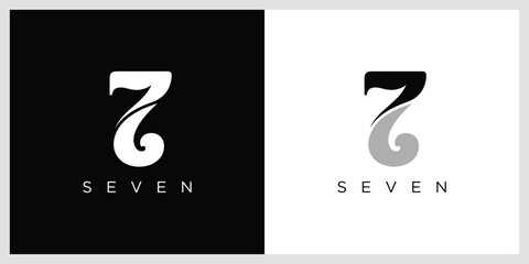 Number Seven Logo Design Template, vector illustration