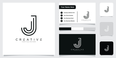 Initial J or JJ  Logo Design Vector with business card design template