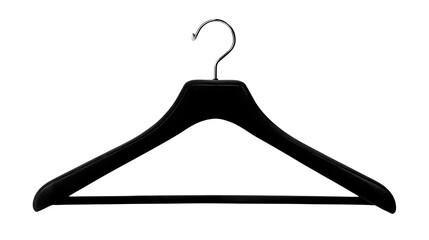 Slim velvet clothes hanger black color isolated on transparent background