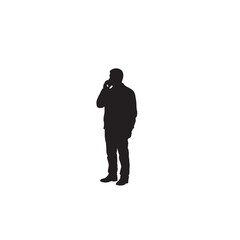 Person Talking on Phone Silhouette on White Background – Vector Illustration for Communication, Business Interaction, and Lifestyle Concepts
