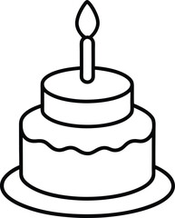 first birthday cake icon line art vector illustration on transparent background