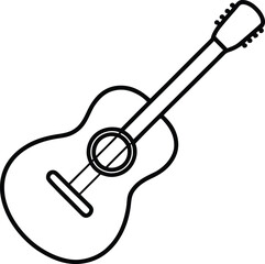 guitar icon line art vector illustration on transparent background