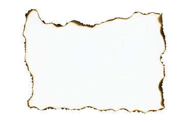 Large burnt paper frame with scorched edges. A vintage, grunge photo overlay for creating a treasure map or western-style poster, isolated on white background with clipping path.