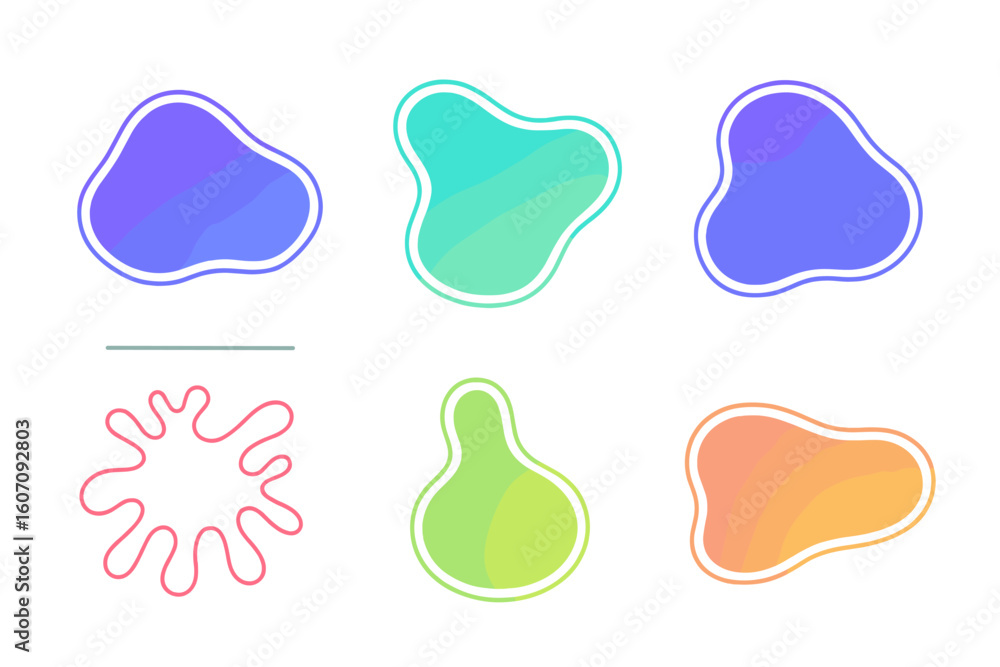 Poster colorful abstract shapes in fluid design on a white background for digital art projects and creative