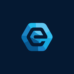 Hexagon Letter E Logo Design Vector Template