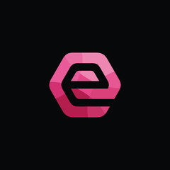 Hexagon Letter E Logo Design Vector Template