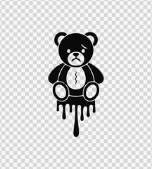 Sad teddy bear dripping vector – evokes emotion, perfect for expressive or dark designs.