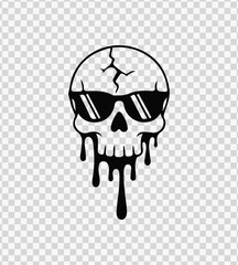 Cool skull with shades in dripping vector style – perfect for urban, punk, or edgy graphics.