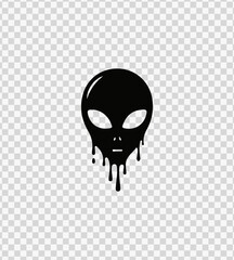 Dripping alien head vector silhouette for futuristic, sci-fi, and conspiracy-themed designs