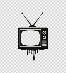 Retro television vector icon with dripping effect – great for nostalgia or glitch-themed artwork.