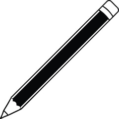 pencil icon line art vector illustration on transparent background	
