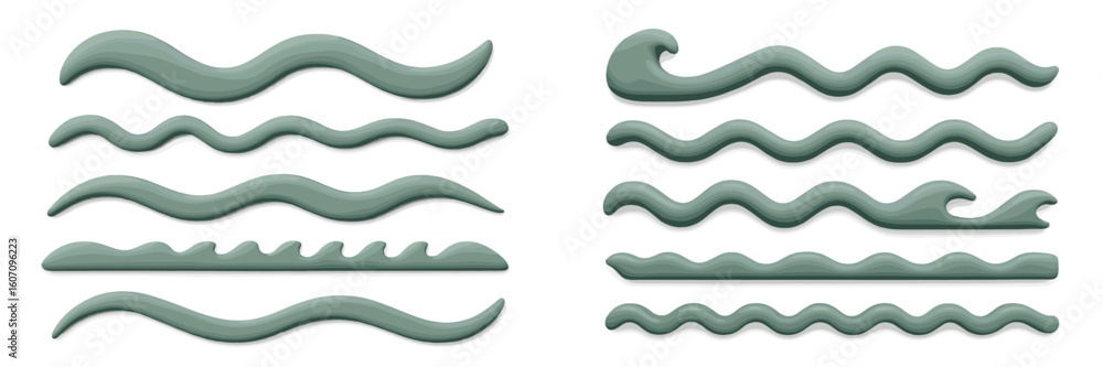 Poster different shapes and styles of wavy lines displayed on a plain background for artistic inspiration o