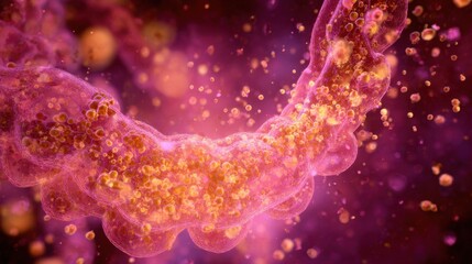 Graphic depiction of acid rain effect etching irregular lesions into stomach inner lining emphasizing tissue deterioration.